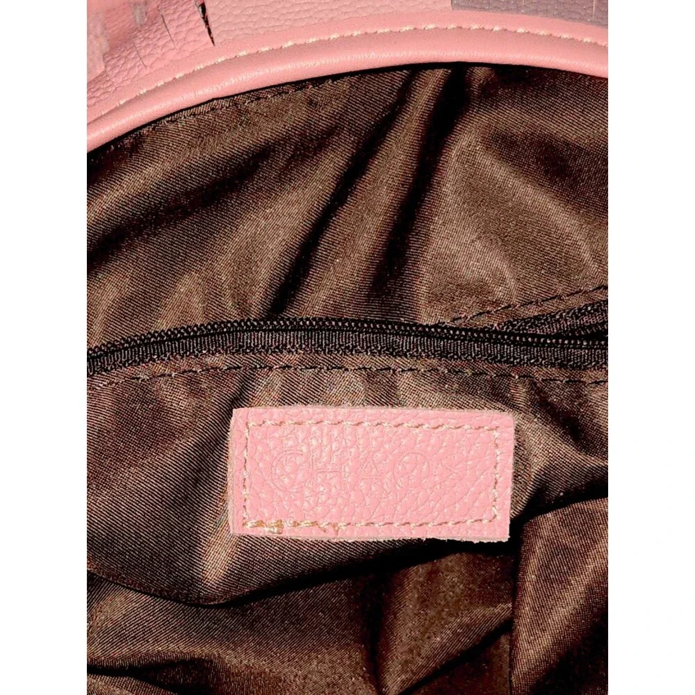 Chaos by Elsie Pink Leather Fringed Hobo Bag Shoulder Bag